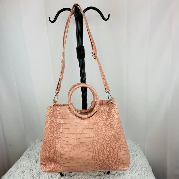 Kaari Blue Dusty Rose Crocodile Look Handbag - Picture 6 of 6